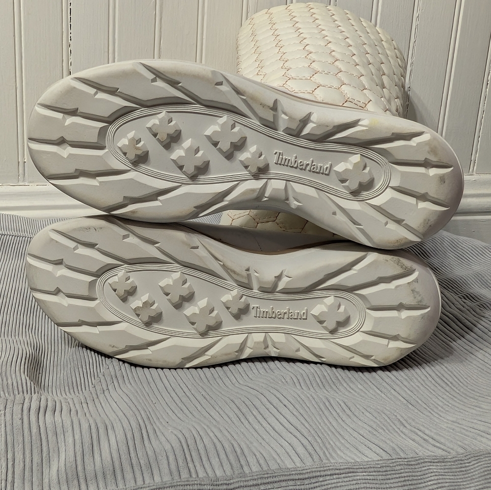 Timberland Kickadillaquilt Size 6 Boots White Leather 14In Vintage - Picture 12 of 14